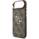 Guess PU Leather 4G Metal Logo Gold Frame kryt pre iPhone Air, hnedý