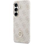 Guess PU Leather 4G Strass Logo Gold Frame Magnetic kryt pre Samsung Galaxy S26, ružový