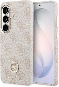 Guess PU Leather 4G Strass Logo Gold Frame Magnetic kryt pre Samsung Galaxy S26, ružový