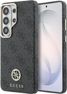 Guess PU Leather 4G Strass Logo Gold Frame Magnetic kryt pre Samsung Galaxy S26 Ultra, čierny