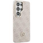 Guess PU Leather 4G Strass Logo Gold Frame Magnetic kryt pre Samsung Galaxy S26 Ultra, ružový