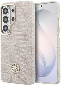 Guess PU Leather 4G Strass Logo Gold Frame Magnetic kryt pre Samsung Galaxy S26 Ultra, ružový