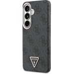 Guess PU Leather 4G Strass Triangle Logo Gold Frame Magnetic kryt pre Samsung Galaxy S26, čierny