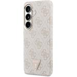 Guess PU Leather 4G Strass Triangle Logo Gold Frame Magnetic kryt pre Samsung Galaxy S26, ružový