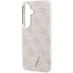 Guess PU Leather 4G Strass Triangle Logo Gold Frame Magnetic kryt pre Samsung Galaxy S26, ružový