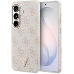 Guess PU Leather 4G Strass Triangle Logo Gold Frame Magnetic kryt pre Samsung Galaxy S26, ružový