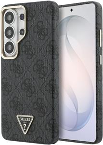 Guess PU Leather 4G Strass Triangle Logo Gold Frame Magnetic kryt pre Samsung Galaxy S26 Ultra, čierny