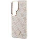 Guess PU Leather 4G Strass Triangle Logo Gold Frame Magnetic kryt pre Samsung Galaxy S26 Ultra, ružový