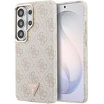 Guess PU Leather 4G Strass Triangle Logo Gold Frame Magnetic kryt pre Samsung Galaxy S26 Ultra, ružový