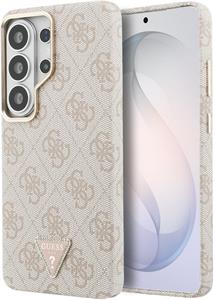 Guess PU Leather 4G Strass Triangle Logo Gold Frame Magnetic kryt pre Samsung Galaxy S26 Ultra, ružový