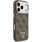 Guess PU Leather 4G Strass Triangle Logo Gold Frame MagSafe kryt pre iPhone 18 Pro, hnedý