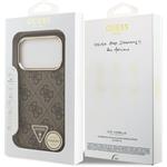 Guess PU Leather 4G Strass Triangle Logo Gold Frame MagSafe kryt pre iPhone 18 Pro, hnedý
