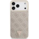 Guess PU Leather 4G Strass Triangle Logo Gold Frame MagSafe kryt pre iPhone 18 Pro Max, ružový