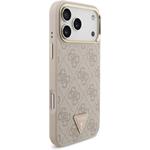 Guess PU Leather 4G Strass Triangle Logo Gold Frame MagSafe kryt pre iPhone 18 Pro Max, ružový
