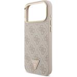 Guess PU Leather 4G Strass Triangle Logo Gold Frame MagSafe kryt pre iPhone 18 Pro Max, ružový