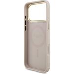 Guess PU Leather 4G Strass Triangle Logo Gold Frame MagSafe kryt pre iPhone 18 Pro Max, ružový