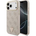 Guess PU Leather 4G Strass Triangle Logo Gold Frame MagSafe kryt pre iPhone 18 Pro Max, ružový