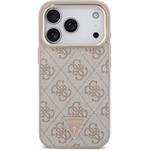 Guess PU Leather 4G Strass Triangle Logo Gold Frame MagSafe kryt pre iPhone 18 Pro, ružový