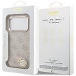 Guess PU Leather 4G Strass Triangle Logo Gold Frame MagSafe kryt pre iPhone 18 Pro, ružový