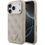 Guess PU Leather 4G Strass Triangle Logo Gold Frame MagSafe kryt pre iPhone 18 Pro, ružový