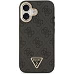 Guess PU Leather 4G Triangle Logo Gold Frame MagSafe kryt pre iPhone 17, čierny
