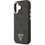 Guess PU Leather 4G Triangle Logo Gold Frame MagSafe kryt pre iPhone 17, čierny