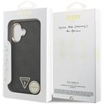 Guess PU Leather 4G Triangle Logo Gold Frame MagSafe kryt pre iPhone 17, čierny