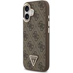 Guess PU Leather 4G Triangle Logo Gold Frame MagSafe kryt pre iPhone 17, hnedý