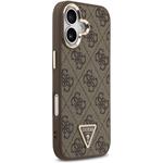 Guess PU Leather 4G Triangle Logo Gold Frame MagSafe kryt pre iPhone 17, hnedý