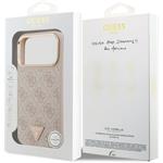 Guess PU Leather 4G Triangle Logo Gold Frame MagSafe kryt pre iPhone 17 Pro Max, ružový