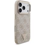 Guess PU Leather 4G Triangle Logo Gold Frame MagSafe kryt pre iPhone 17 Pro, ružový