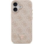 Guess PU Leather 4G Triangle Logo Gold Frame MagSafe kryt pre iPhone 17, ružový