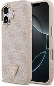 Guess PU Leather 4G Triangle Logo Gold Frame MagSafe kryt pre iPhone 17, ružový