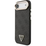 Guess PU Leather 4G Triangle Logo Gold Frame MagSafe kryt pre iPhone Air, čierny