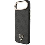Guess PU Leather 4G Triangle Logo Gold Frame MagSafe kryt pre iPhone Air, čierny