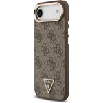 Guess PU Leather 4G Triangle Logo Gold Frame MagSafe kryt pre iPhone Air, hnedý