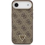 Guess PU Leather 4G Triangle Logo Gold Frame MagSafe kryt pre iPhone Air, hnedý