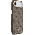 Guess PU Leather 4G Triangle Logo Gold Frame MagSafe kryt pre iPhone Air, hnedý