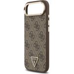 Guess PU Leather 4G Triangle Logo Gold Frame MagSafe kryt pre iPhone Air, hnedý