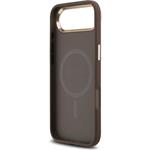 Guess PU Leather 4G Triangle Logo Gold Frame MagSafe kryt pre iPhone Air, hnedý