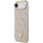 Guess PU Leather 4G Triangle Logo Gold Frame MagSafe kryt pre iPhone Air, ružový