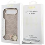 Guess PU Leather 4G Triangle Logo Gold Frame MagSafe kryt pre iPhone Air, ružový