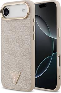 Guess PU Leather 4G Triangle Logo Gold Frame MagSafe kryt pre iPhone Air, ružový