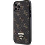Guess PU Leather 4G Triangle Metal Logo kryt pre iPhone 12/12 Pro, čierny