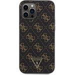 Guess PU Leather 4G Triangle Metal Logo kryt pre iPhone 12 Pro Max, čierny