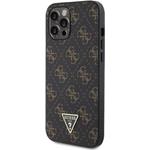 Guess PU Leather 4G Triangle Metal Logo kryt pre iPhone 12 Pro Max, čierny