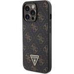 Guess PU Leather 4G Triangle Metal Logo kryt pre iPhone 13 Pro, čierny