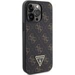 Guess PU Leather 4G Triangle Metal Logo kryt pre iPhone 13 Pro, čierny