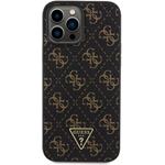 Guess PU Leather 4G Triangle Metal Logo kryt pre iPhone 13 Pro Max, čierny