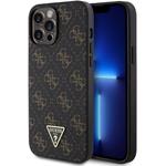 Guess PU Leather 4G Triangle Metal Logo kryt pre iPhone 13 Pro Max, čierny